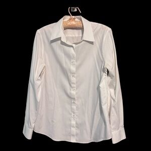 Jones New York Signature Crisp, White 100% Cotton Button Down Shirt M